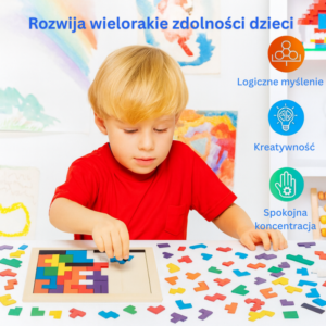 BrainBlocks Montessori - Układanka Logiczna z Kartą 22 Wzorów